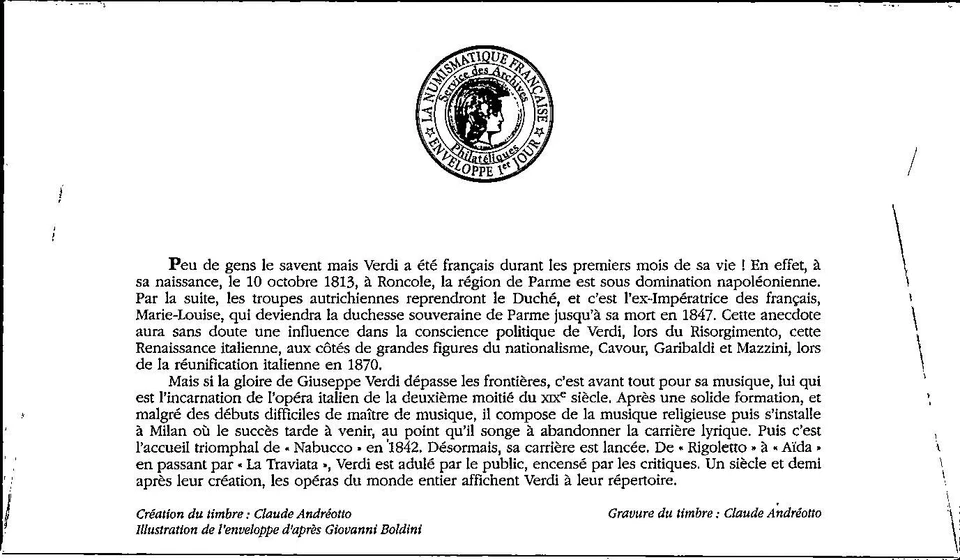 Monaco SC# 2722 FDC 2013 Giuseppe Verdi - A03066 - Image 2 of 2