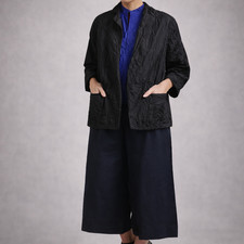 Chicos Crinkle Jacket Women's 2 L 12 Lagenlook Artsy Minimalist Cropped Relax