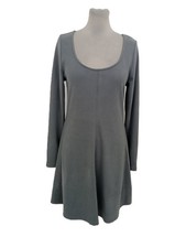 M&S Women's Mini Skater Dress Grey Jersey Scoop Neck Stretch Long Sleeve New