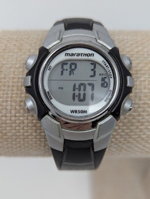 Timex Marathon WR50M Digital Watch T5K805 Indiglo Sport Black Gray Quartz