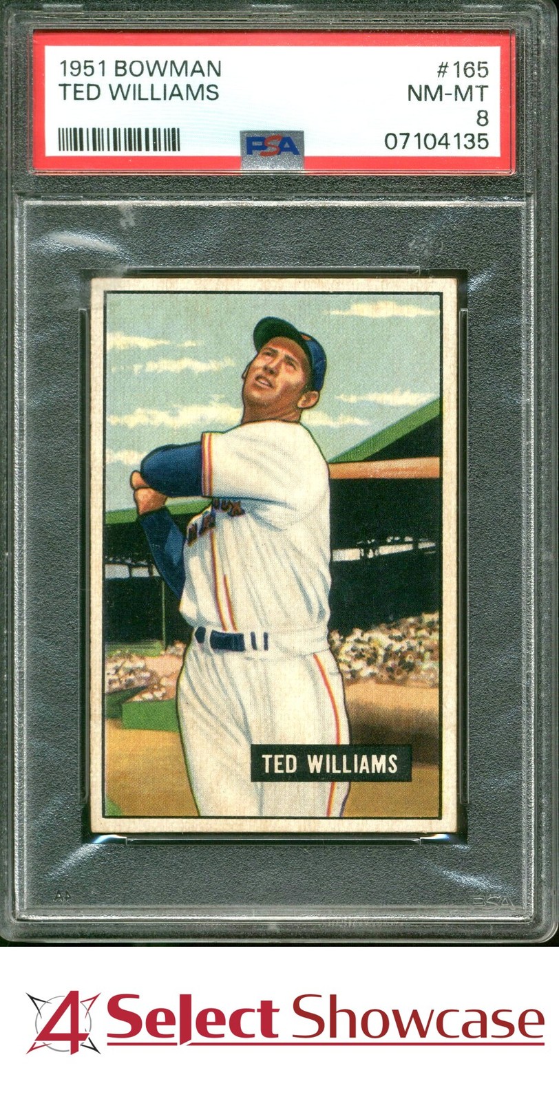 1951 BOWMAN #165 TED WILLIAMS RED SOX HOF PSA 8