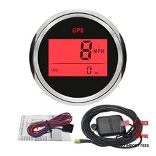 2" Digital GPS Speedometer Odometer with Red 52mm Black Stainless Steel