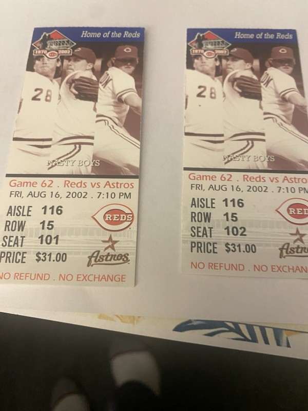 Cincinnati Reds, 2002 Pair Tickets, Nasty Boys