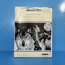 Midnight Wolves Latch Hook Kit WonderArt 27 Inch by 40 Inch In SEALED Box #4465