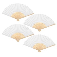 4Pcs Blank Folding Fans White for Boy Girl DIY Painting Crafts Party Performance