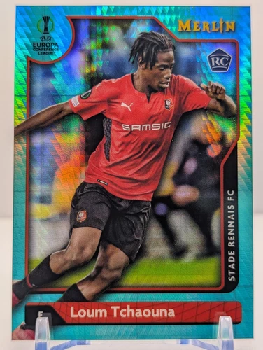 2021-22 Topps Merlin UCL - Loum Tchaouna #136 Aqua Prism Refractor (RC)