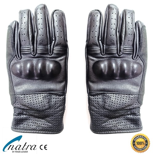 HERREN MOTORRAD BIKER HANDSCHUHE XXL SCHWARZ ZIEGENLEDER MOTORRADHANDSCHUHE - Picture 2 of 12