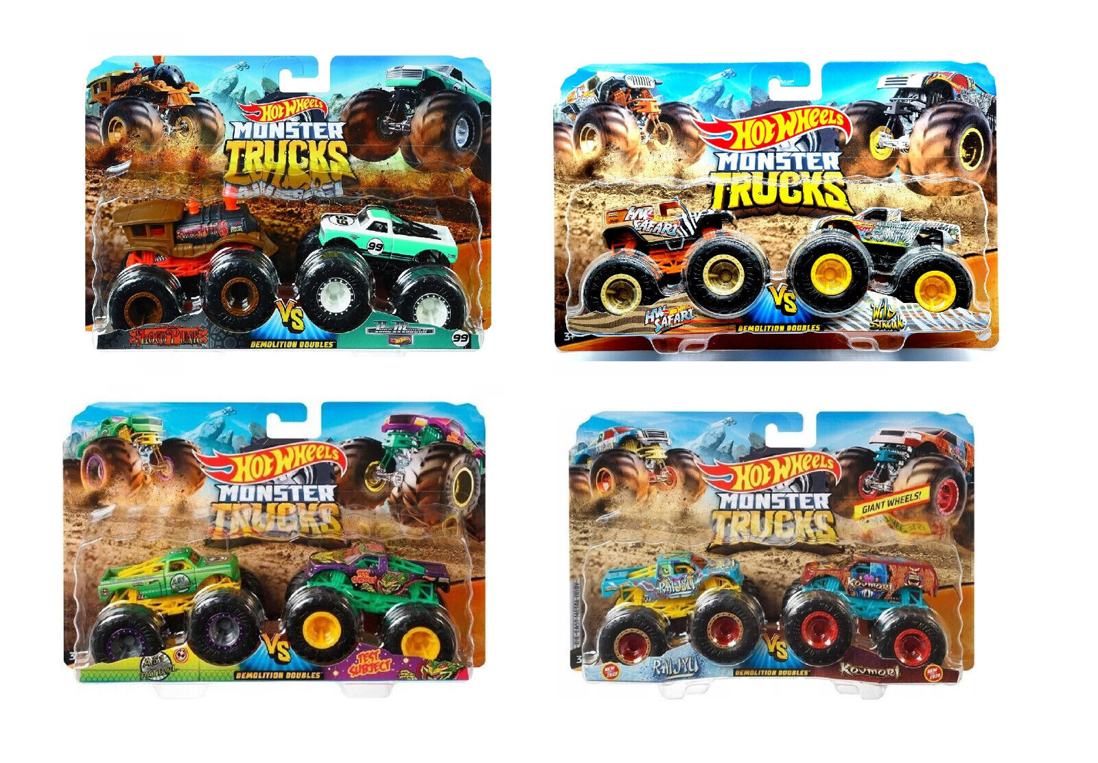 Hot Wheels Monster Trucks Demolition Doubles 1:64 Scale Vehicle 2-Pack 2024  Mix 1 Case of 8