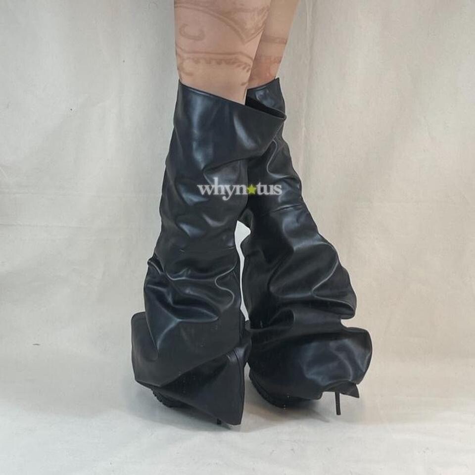 Yello over the knee slouchy black heel boots | eBay