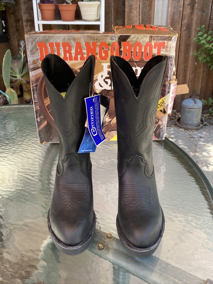 DURANGO FR200 SAFETY TOE BLACK 12” COWBOY WORK BOOTS MEN