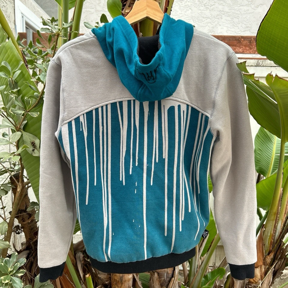 Мужская толстовка с капюшоном на молнии Upper Playground Drip Graphic M бирюзово-серая уличная одежда - Изображение 3 из 3