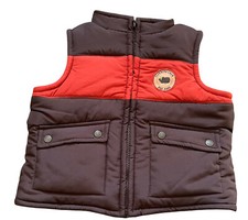 JANIE JACK Reindeer Lodge Orange Brown Puffer Vest Sherpa Colorblock 6-12 6 12 M