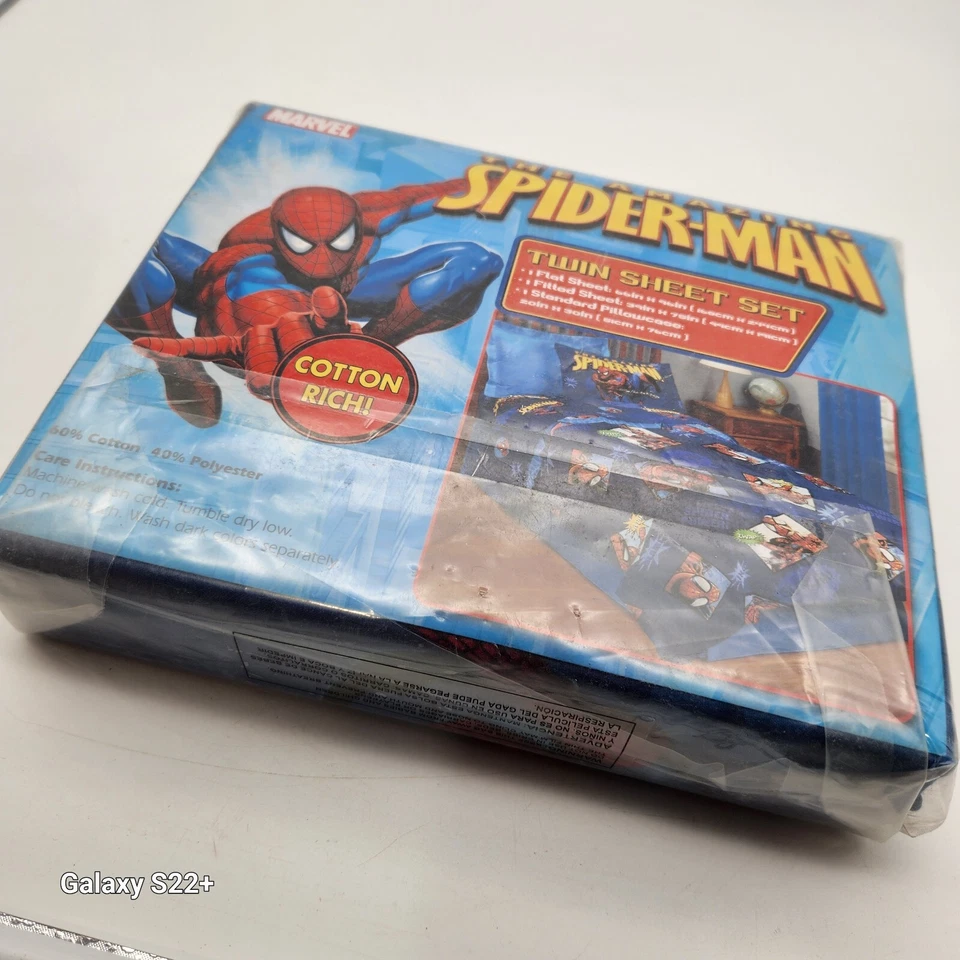 Marvel Spider-Man Twin Sheet Set 2009 Licensed SEALED NEW Super Hero Blue - Image 3 of 4
