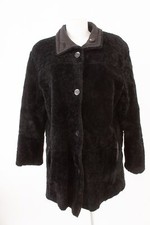 CHRIST Damen Mantel Wendemantel Lammfellmantel Gr. DE 42 Schwarz Echtes Leder