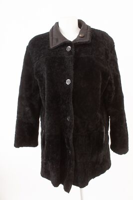 CHRIST Damen Mantel Wendemantel Lammfellmantel Gr. DE 42 Schwarz Echtes Leder