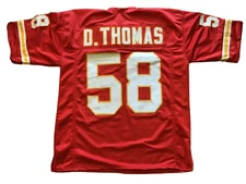 UNSIGNED CUSTOM Sewn Stitched Derrick Thomas Red(stripes) Jersey - M, L, XL, 2XL