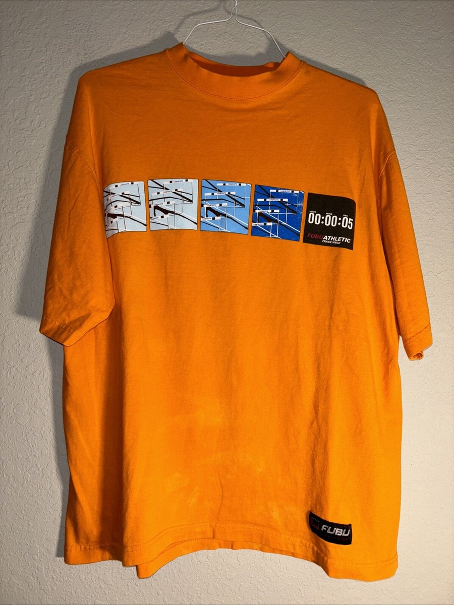 Fubu Athletic Collection Track And Field Orange Tshirt Size Large