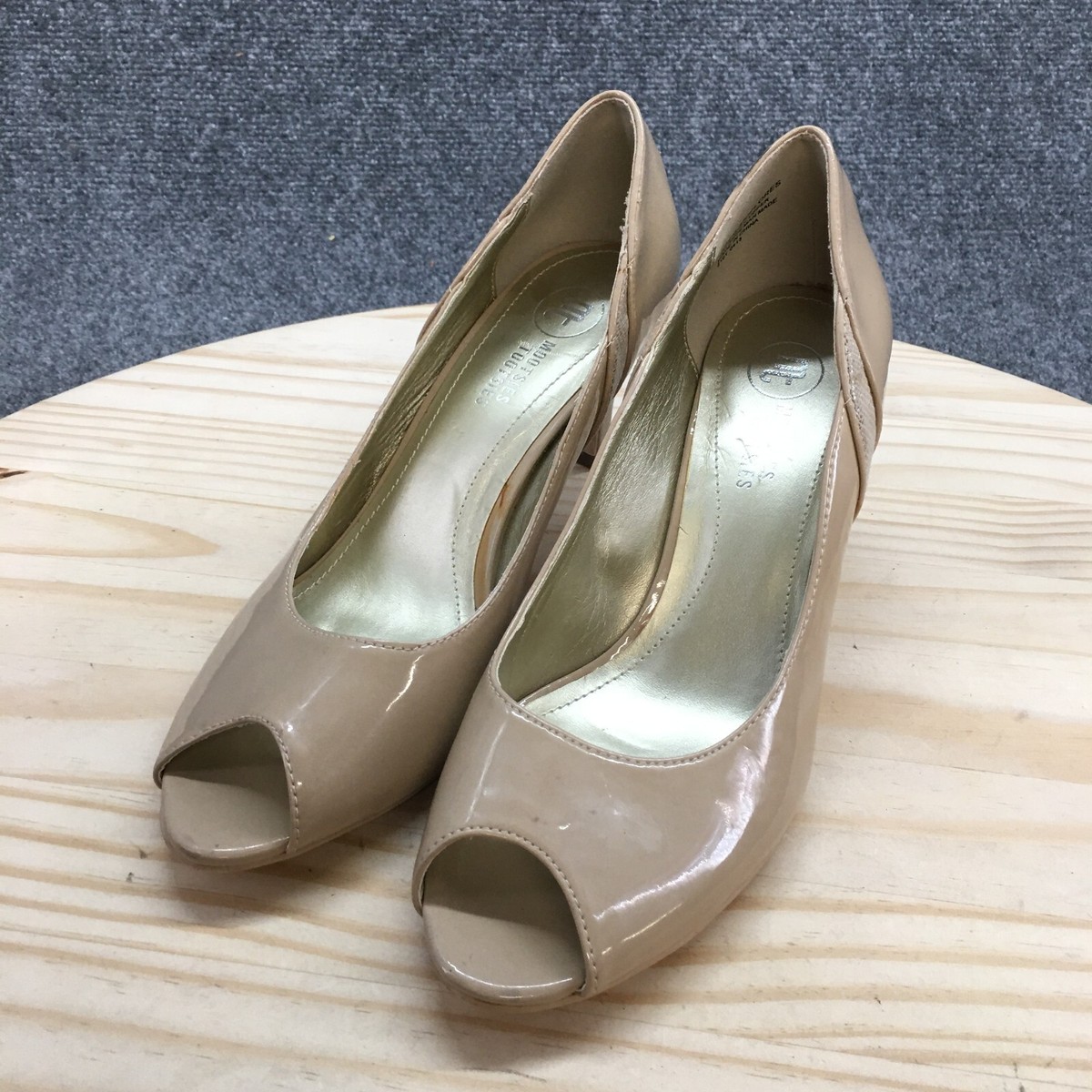 Mooties Tooties Sandals Womens Peep Toe Pumps Moflores Brown Patent  Leather