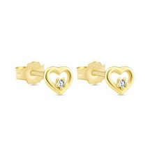 14 Solid Gold small heart stud earrings cubic zirconia , Gift for all occasion