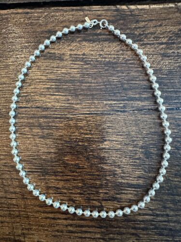 16" Vintage sterling silver thick ball bead neckla