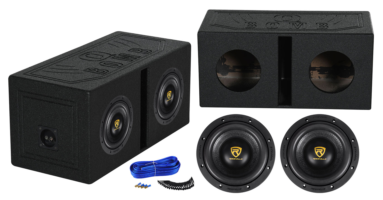 2 Rockville W8K9D2 8 автомобильных аудиосистем мощностью 2000 Вт Вентилируемый корпус сабвуфера 49990₽