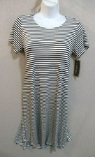 People Concept T-Shirt Dress Size Medium B&W Striped Shift NWT Stretch Knit Nap