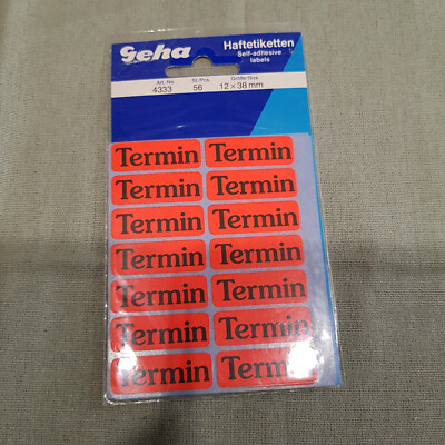  Geha Klebeetiketten ' Termin ' 56 Stück  *neu* 