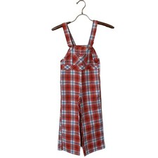 Vtg 70s Winnie The Pooh Plaid Bellbottom Overall Pants Kids Sears SZ 6X
