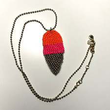 J Crew Crewcuts Ice Cream Bead Gold Chain Necklace Hot Pink Kids Jewelry MAD