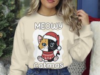 Christmas Sweatshirt Meowy Catmas Funny Cat Xmas Sweater Christmas Jumper Day