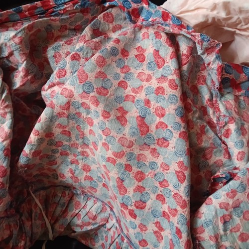 1OF1 Medium Vintage 1940s 50s Apron Wrap Chore Dress Side Tie Handmade MCM Farm - Picture 12 of 13