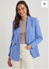 Bnwt Matalan Papaya Cornflower Blue Linen Mix Summer Blazer Lined Size 10