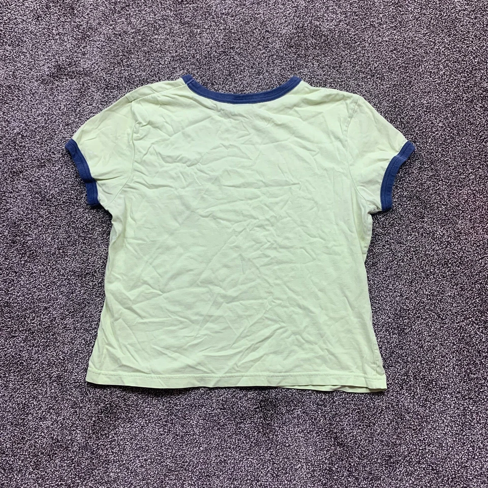 Antigua camiseta azul marino joven niña grande manga corta bordada verde azul Foto 3 de 4