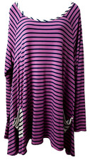Matilda Jane Tunic Top Shirt XL Stretch Jersey POCKET Make Believe Purple Stripe