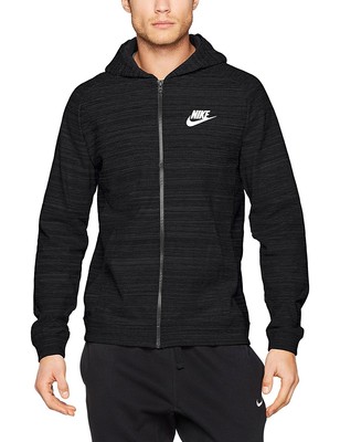 Nike Men's Sportswear Advance 15 Swoosh Full-Zip Knit Black Warm Hoodie Jacket | eBay