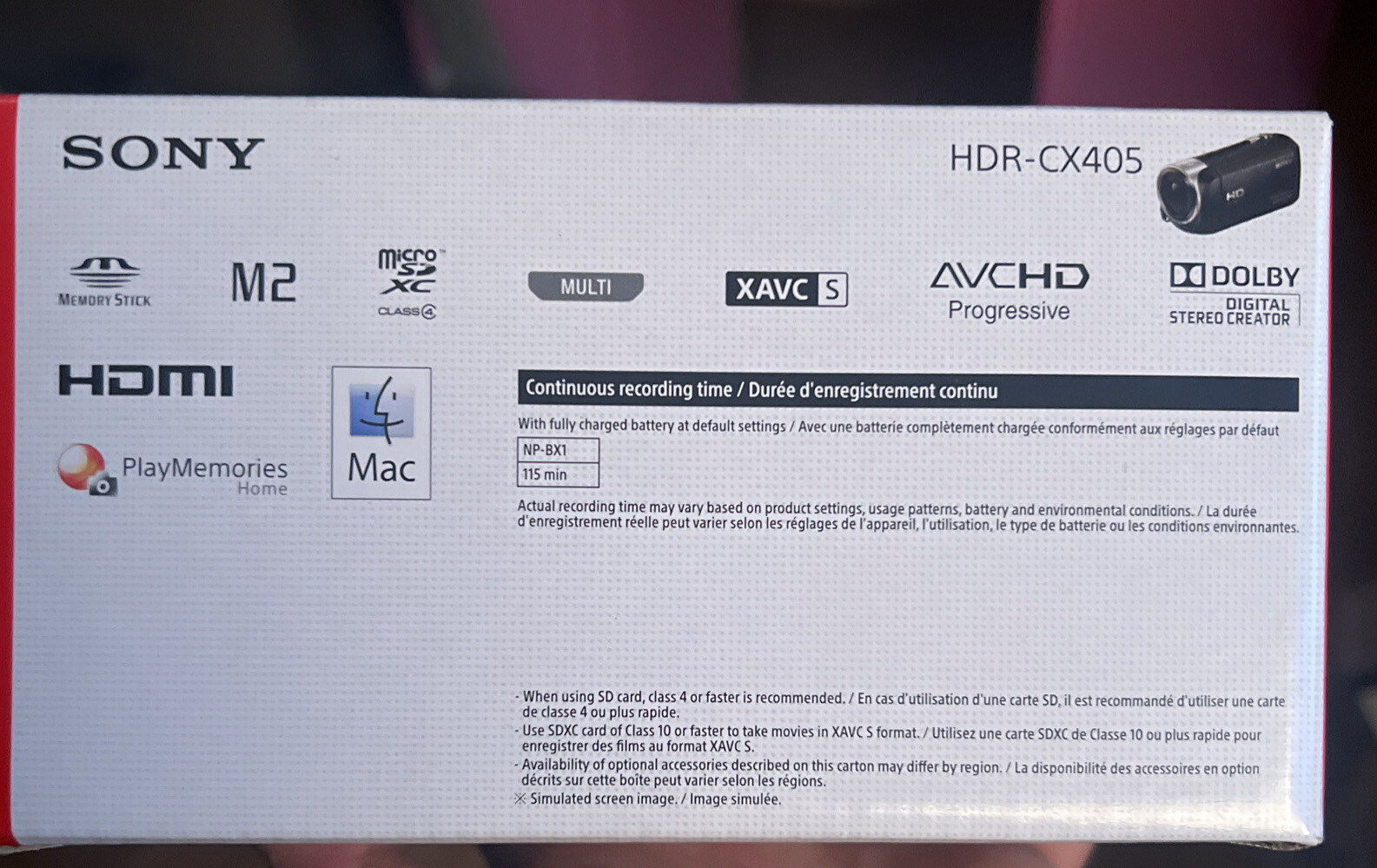 Sony Handycam CX405 Flash Memory Camcorder. Black 27242886155 eBay