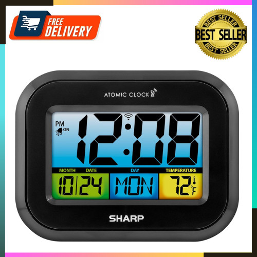Atomic Digital Alarm Clock Battery Operated Self-Setting Digital Wall Desk Clock