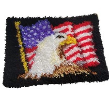 LAPATAIN Latch Hook American Flag Bald Eagle Rug VTG Wall Floor Decor Patriotic