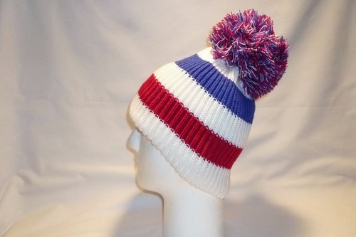 LUXURY RED WHITE BLUE STRIPED BOBBLE 