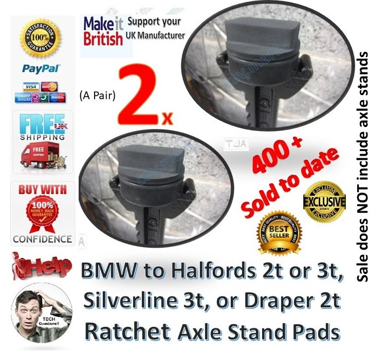 BMW to Halfords Axle Stands Ratchet type Rubber Jack Pad Silverline Draper x2 x