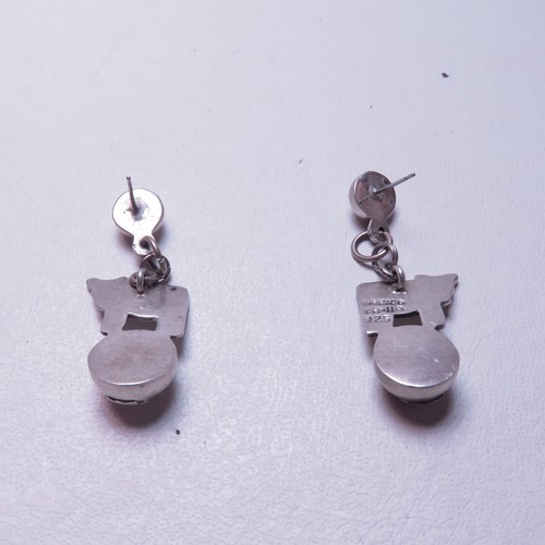 Sterling Silver Cow Bovine Dangle Mexico Earrings - Picture 4 of 10