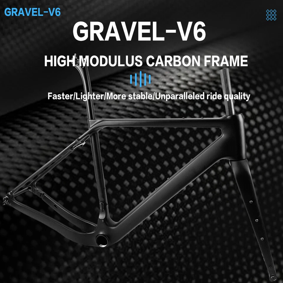 AIRWOLF 700*50c Kohlefaser Carbon Gravel Fahrrad Rahmen Rennrad Reiserad Fahrräd - Bild 2 von 4