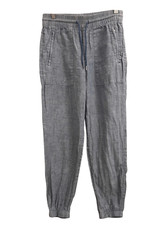 Athleta Cabo Linen Jogger High-rise Pull-on Pants blue sz 2 nautical athleisure