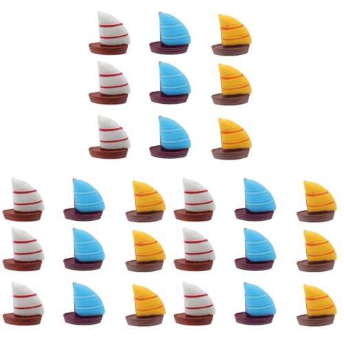 3 Pieces Small Sailing Boat Ornament Office Seaside Dessert Toppers