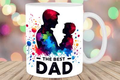 Tasse  The Best Dad    Moderne Vatertags-Tasse mit Aquarell-Motiv
