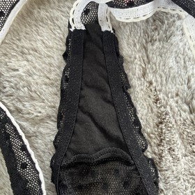 Rare Agent Provocateur Black Polka Dot/ White Butterfly Thong LARGE UK 10 NWOT