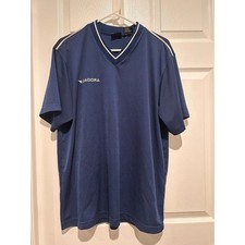 Diadora Soccer Jersey Blue White V-Neck Men's Large Vtg Aesthetic Short-Sleeve