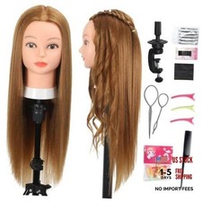 Mannequin Head with 80 Human Hair - Straight, 26"-28" Doll 27 Light Brown