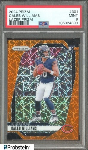2024 Panini Orange Lazer Prizm #301 Caleb Williams Chicago Bears RC Rookie PSA 9