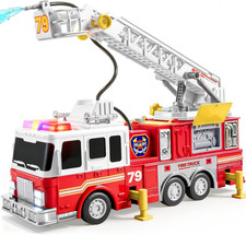 Extra Large Toddler Fire Truck Toys for Boys with 33-Inch Ladder, Lights  Sprin